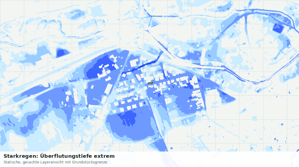 Statische Kartenansicht: Starkregen: Überflutungstiefe extrem
