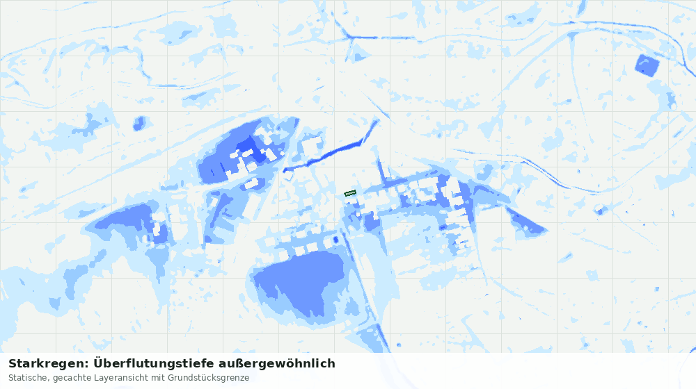Statische Kartenansicht: Starkregen: Überflutungstiefe außergewöhnlich