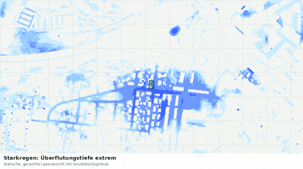 Statische Kartenansicht: Starkregen: Überflutungstiefe extrem