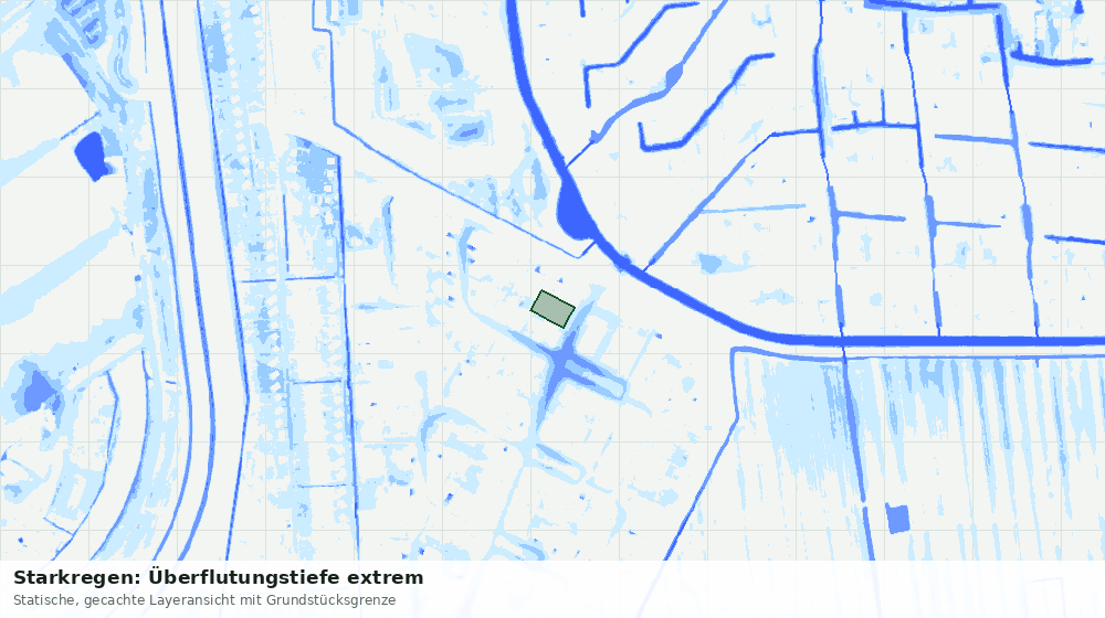 Statische Kartenansicht: Starkregen: Überflutungstiefe extrem