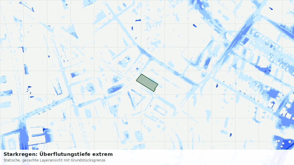 Statische Kartenansicht: Starkregen: Überflutungstiefe extrem