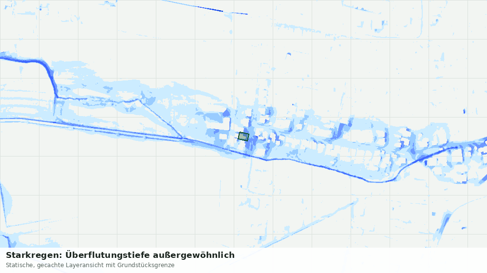 Statische Kartenansicht: Starkregen: Überflutungstiefe außergewöhnlich
