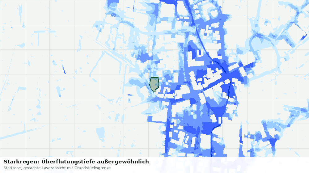 Statische Kartenansicht: Starkregen: Überflutungstiefe außergewöhnlich