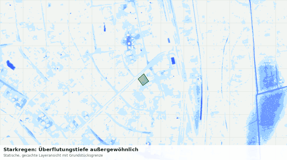 Statische Kartenansicht: Starkregen: Überflutungstiefe außergewöhnlich