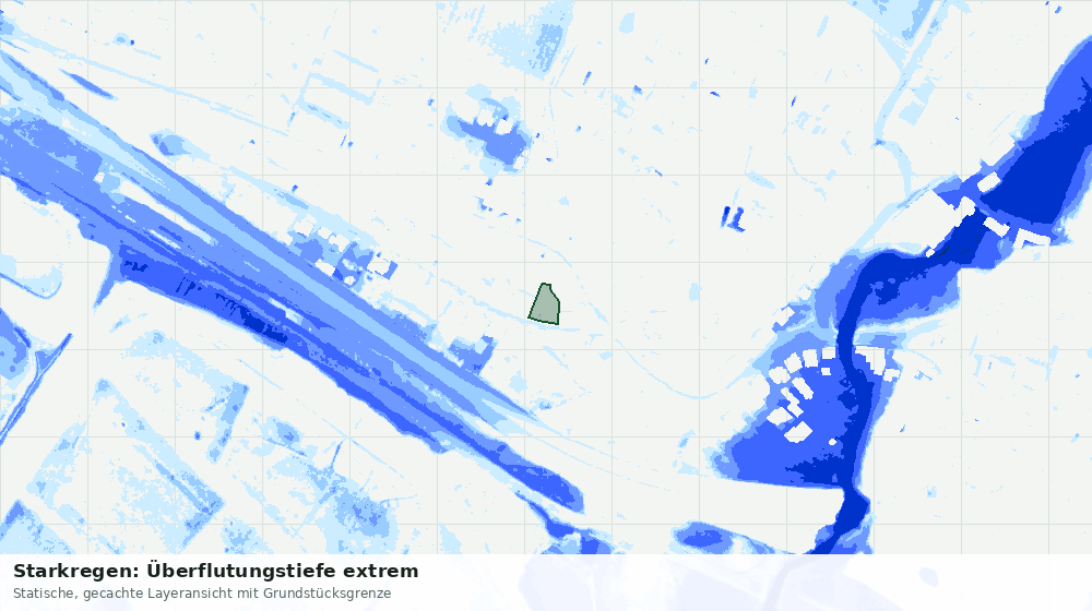 Statische Kartenansicht: Starkregen: Überflutungstiefe extrem