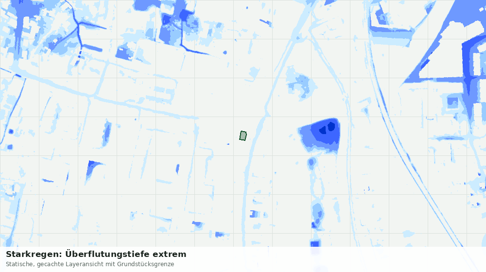 Statische Kartenansicht: Starkregen: Überflutungstiefe extrem