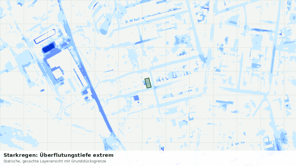 Statische Kartenansicht: Starkregen: Überflutungstiefe extrem