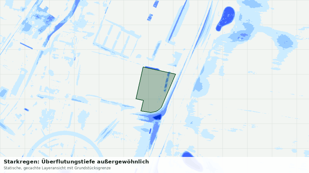Statische Kartenansicht: Starkregen: Überflutungstiefe außergewöhnlich