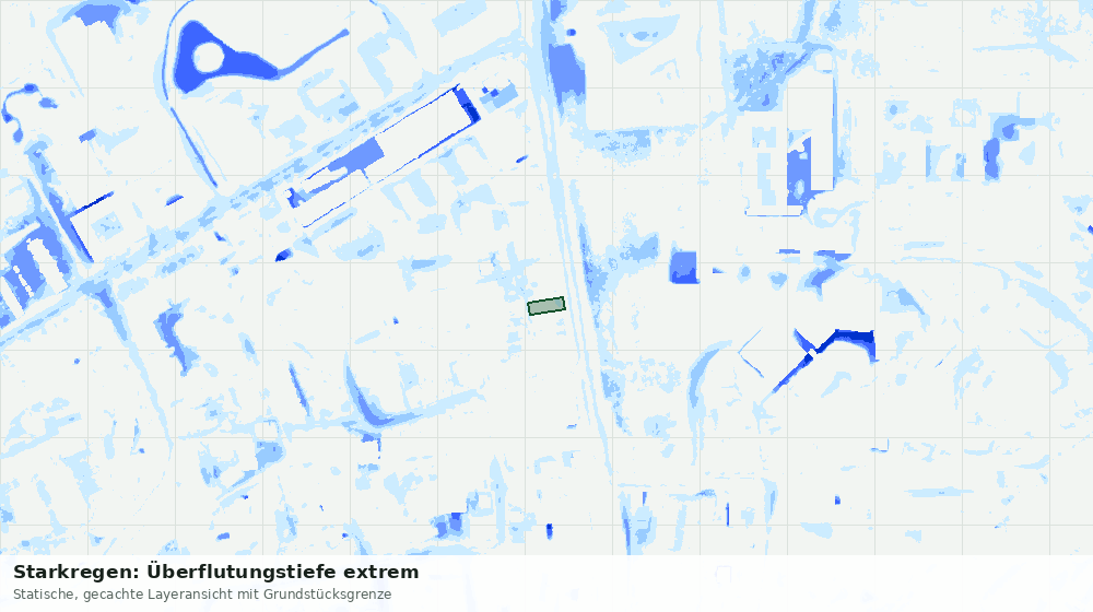 Statische Kartenansicht: Starkregen: Überflutungstiefe extrem