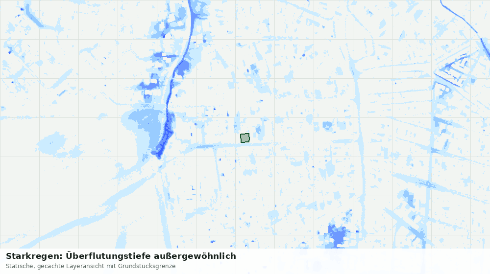 Statische Kartenansicht: Starkregen: Überflutungstiefe außergewöhnlich