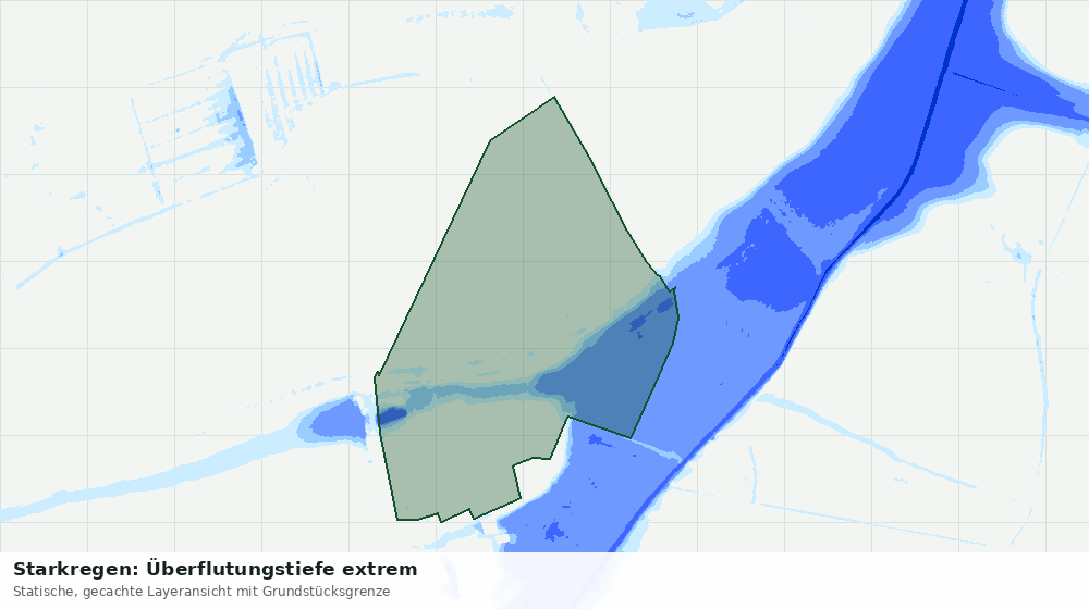 Statische Kartenansicht: Starkregen: Überflutungstiefe extrem