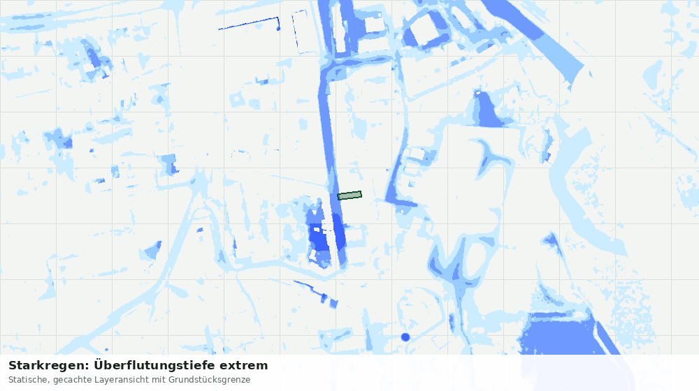 Statische Kartenansicht: Starkregen: Überflutungstiefe extrem