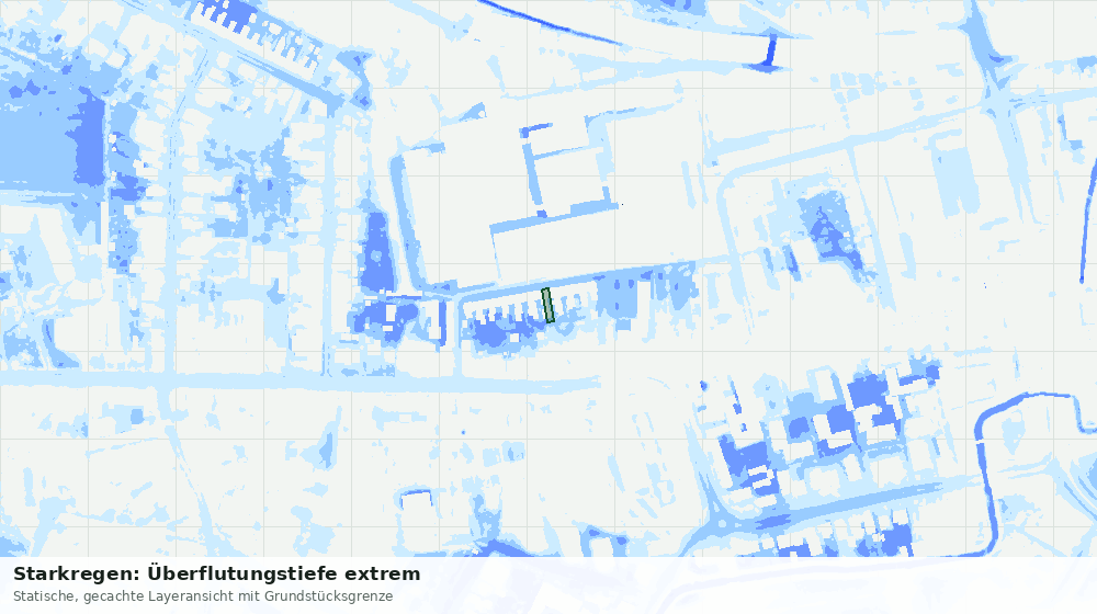 Statische Kartenansicht: Starkregen: Überflutungstiefe extrem