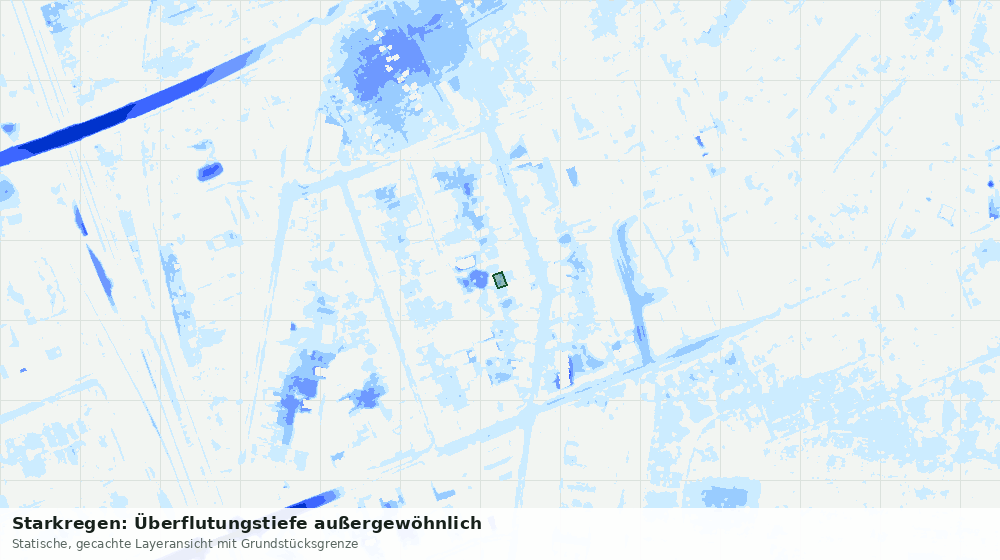 Statische Kartenansicht: Starkregen: Überflutungstiefe außergewöhnlich