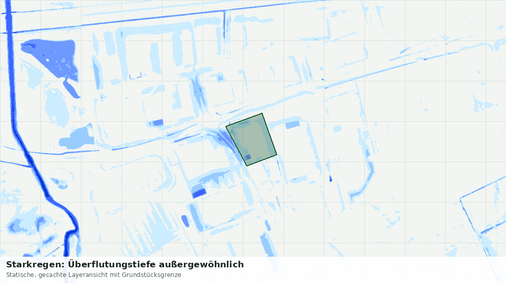 Statische Kartenansicht: Starkregen: Überflutungstiefe außergewöhnlich