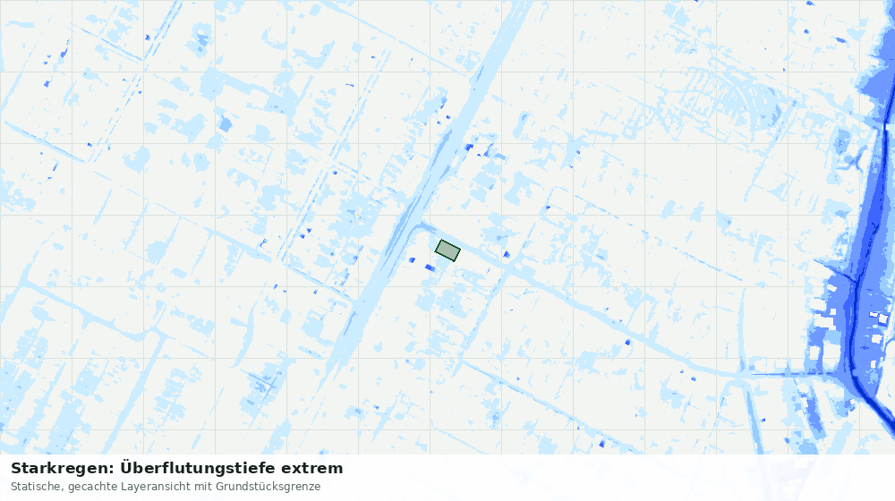 Statische Kartenansicht: Starkregen: Überflutungstiefe extrem