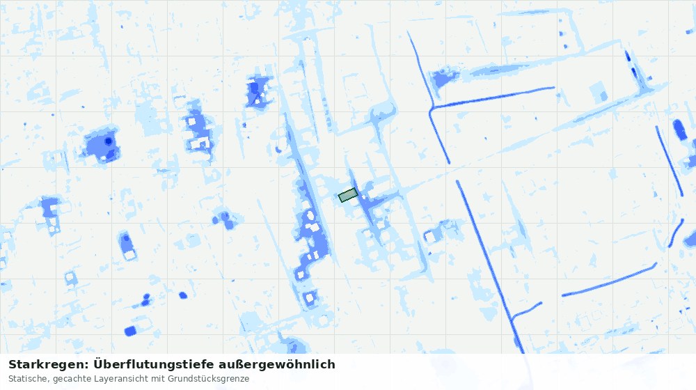 Statische Kartenansicht: Starkregen: Überflutungstiefe außergewöhnlich