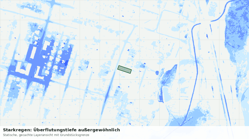 Statische Kartenansicht: Starkregen: Überflutungstiefe außergewöhnlich