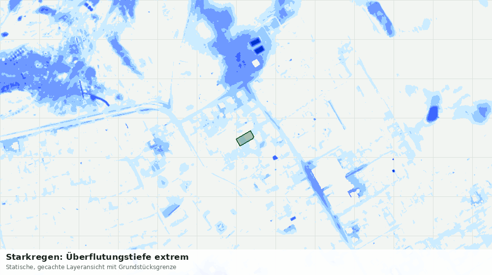 Statische Kartenansicht: Starkregen: Überflutungstiefe extrem