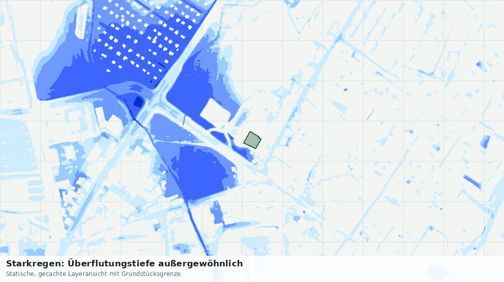 Statische Kartenansicht: Starkregen: Überflutungstiefe außergewöhnlich