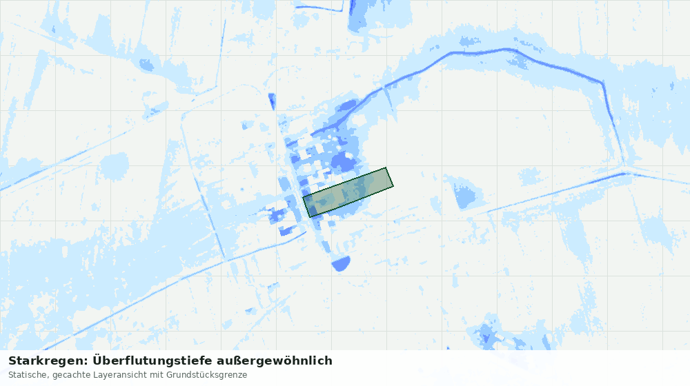 Statische Kartenansicht: Starkregen: Überflutungstiefe außergewöhnlich