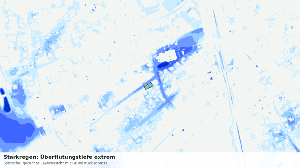 Statische Kartenansicht: Starkregen: Überflutungstiefe extrem