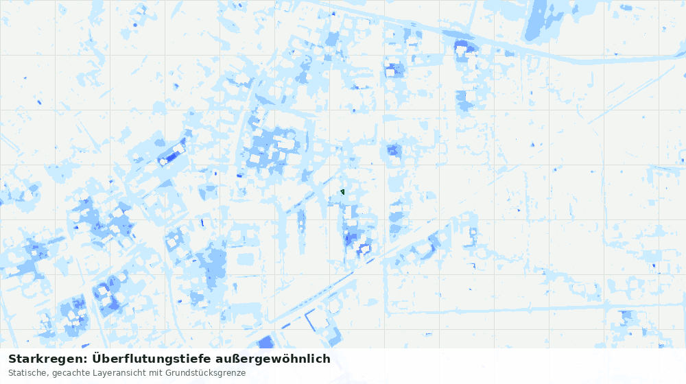 Statische Kartenansicht: Starkregen: Überflutungstiefe außergewöhnlich