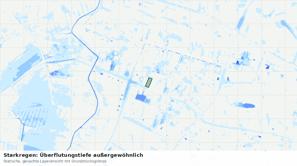 Statische Kartenansicht: Starkregen: Überflutungstiefe außergewöhnlich