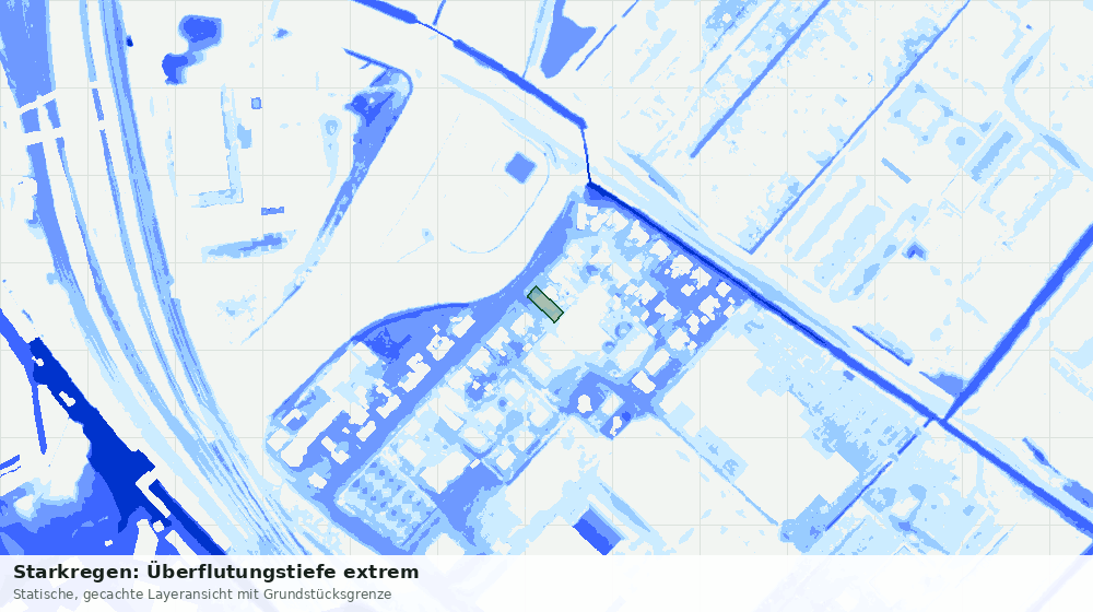 Statische Kartenansicht: Starkregen: Überflutungstiefe extrem
