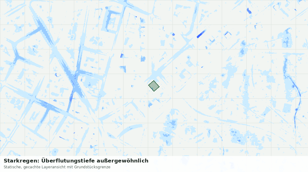 Statische Kartenansicht: Starkregen: Überflutungstiefe außergewöhnlich