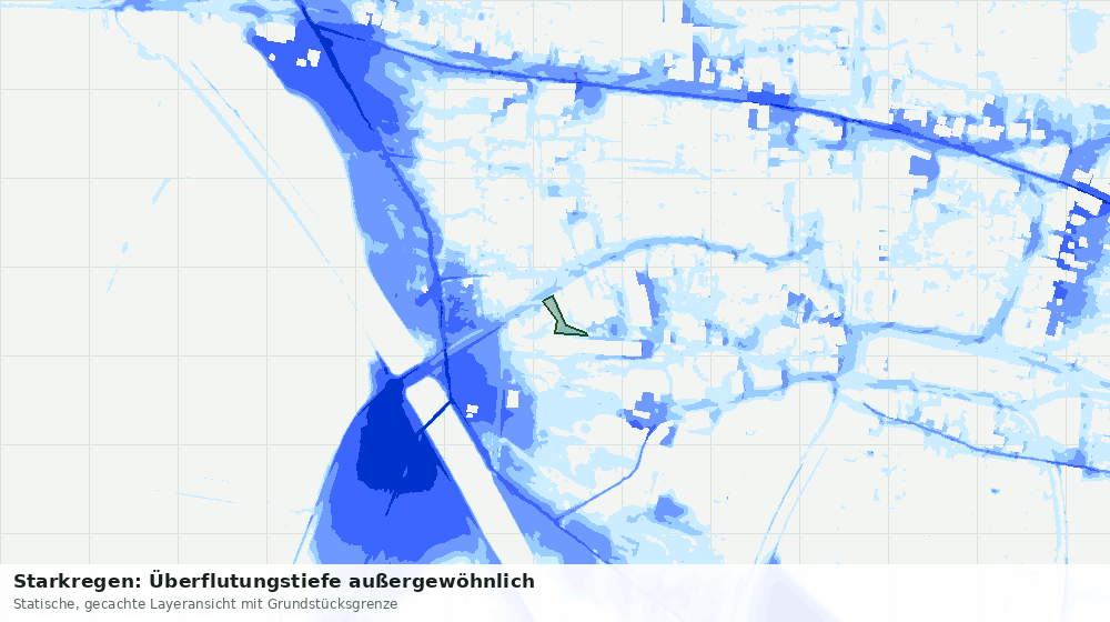 Statische Kartenansicht: Starkregen: Überflutungstiefe außergewöhnlich