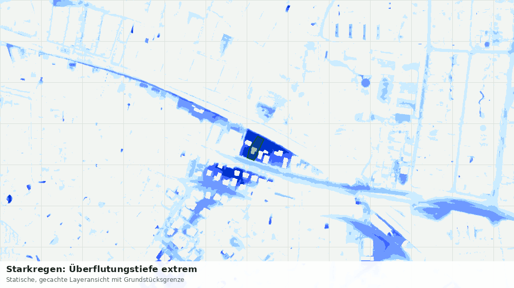 Statische Kartenansicht: Starkregen: Überflutungstiefe extrem