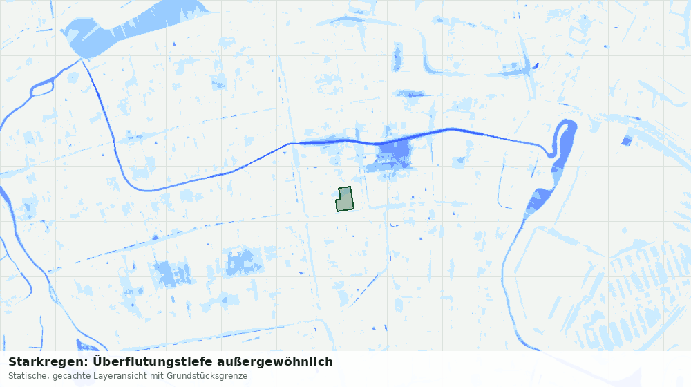 Statische Kartenansicht: Starkregen: Überflutungstiefe außergewöhnlich