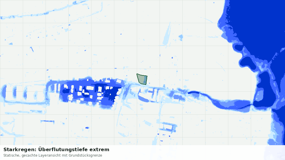 Statische Kartenansicht: Starkregen: Überflutungstiefe extrem
