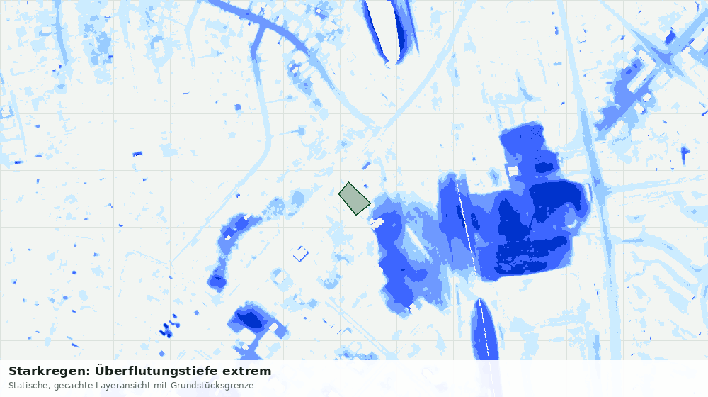 Statische Kartenansicht: Starkregen: Überflutungstiefe extrem