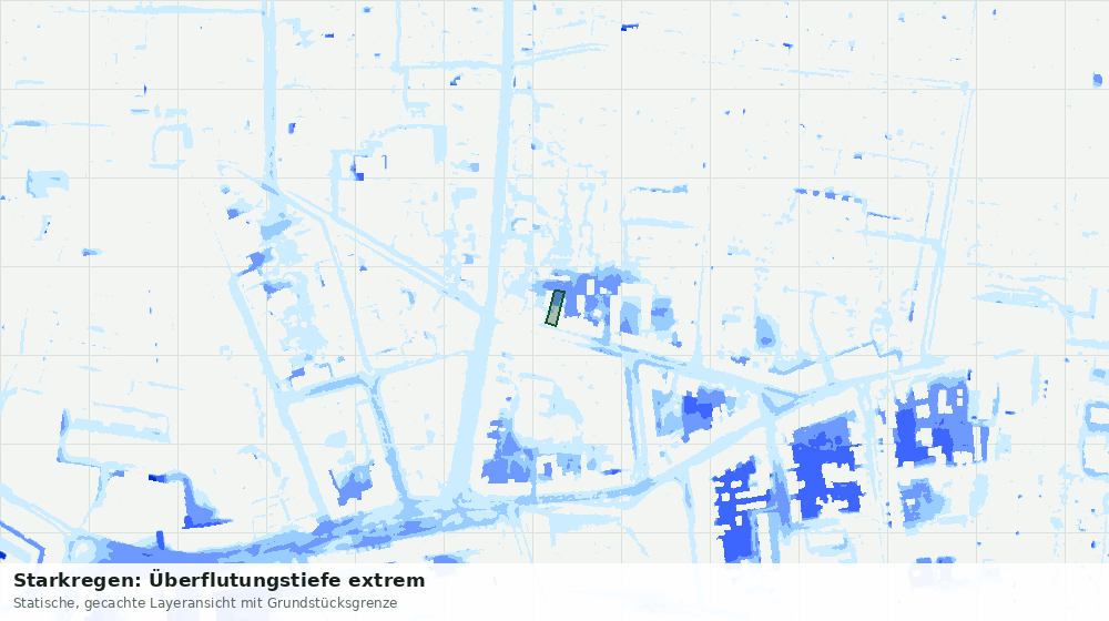 Statische Kartenansicht: Starkregen: Überflutungstiefe extrem
