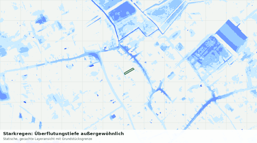Statische Kartenansicht: Starkregen: Überflutungstiefe außergewöhnlich