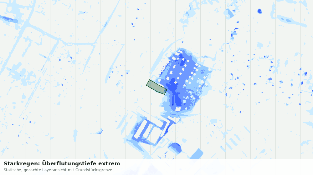 Statische Kartenansicht: Starkregen: Überflutungstiefe extrem