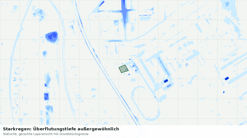 Statische Kartenansicht: Starkregen: Überflutungstiefe außergewöhnlich