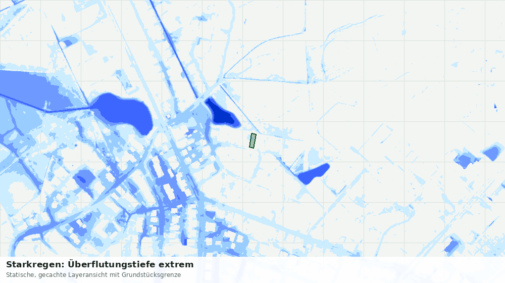 Statische Kartenansicht: Starkregen: Überflutungstiefe extrem