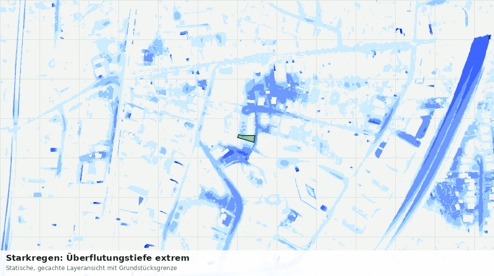Statische Kartenansicht: Starkregen: Überflutungstiefe extrem