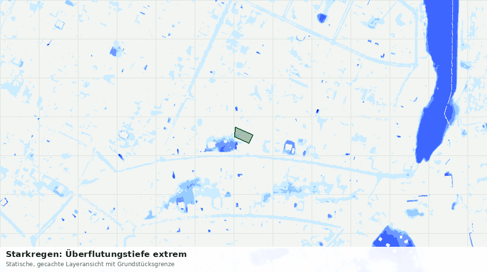 Statische Kartenansicht: Starkregen: Überflutungstiefe extrem