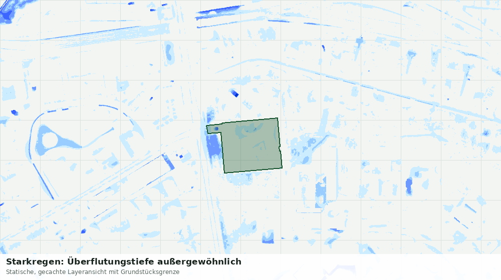 Statische Kartenansicht: Starkregen: Überflutungstiefe außergewöhnlich
