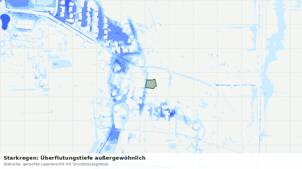 Statische Kartenansicht: Starkregen: Überflutungstiefe außergewöhnlich