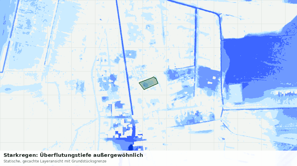 Statische Kartenansicht: Starkregen: Überflutungstiefe außergewöhnlich
