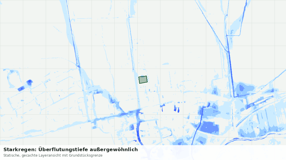Statische Kartenansicht: Starkregen: Überflutungstiefe außergewöhnlich