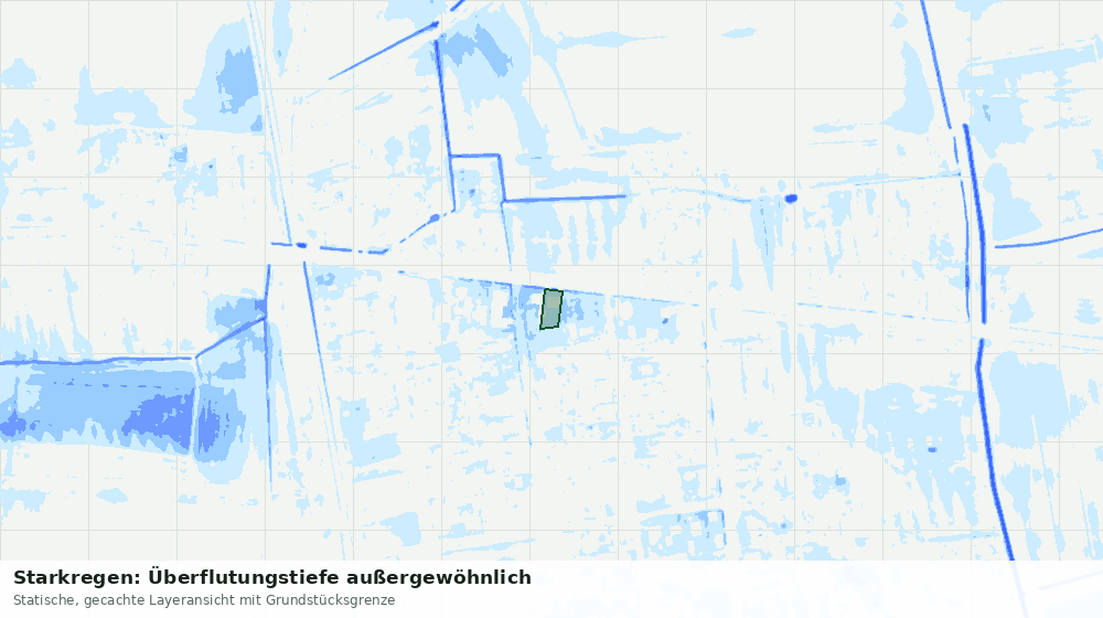 Statische Kartenansicht: Starkregen: Überflutungstiefe außergewöhnlich