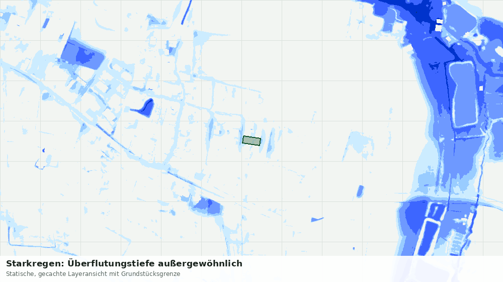 Statische Kartenansicht: Starkregen: Überflutungstiefe außergewöhnlich