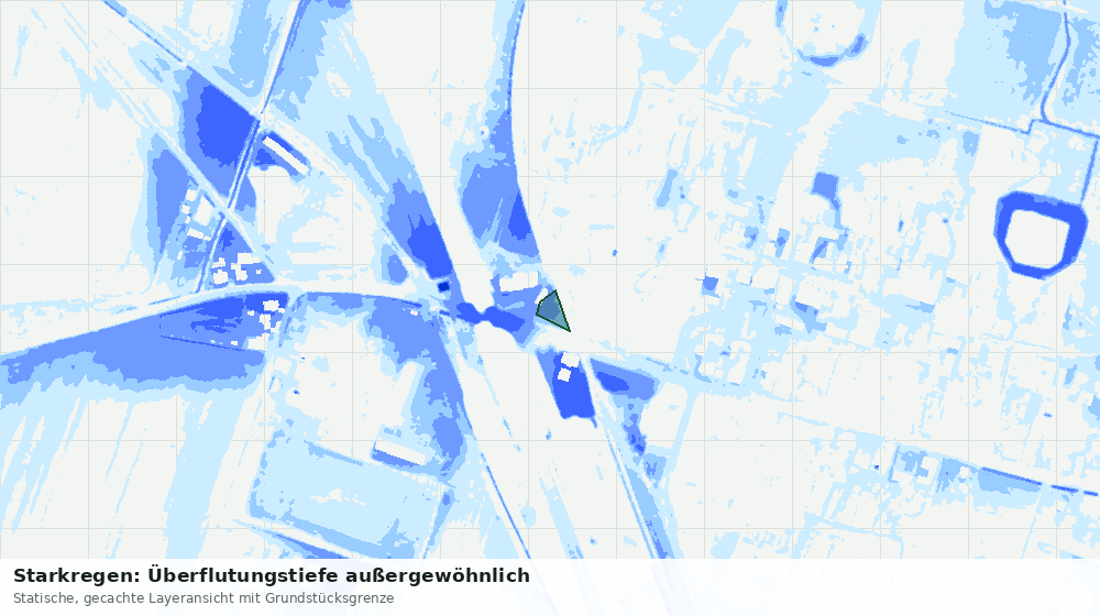 Statische Kartenansicht: Starkregen: Überflutungstiefe außergewöhnlich