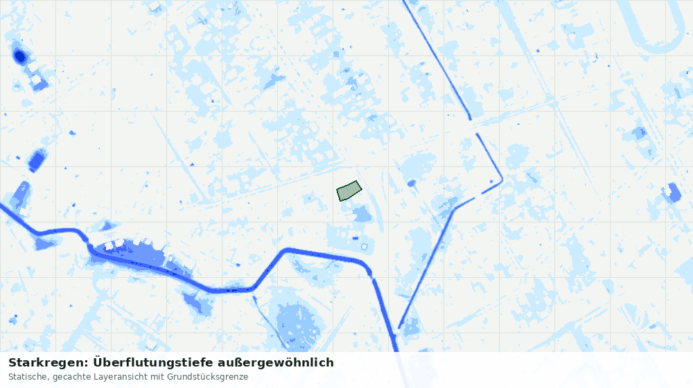 Statische Kartenansicht: Starkregen: Überflutungstiefe außergewöhnlich